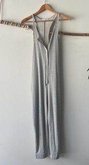 Samantha Eng Jumpsuit Womens Medium Grey Button Front Casual Lounge Knit