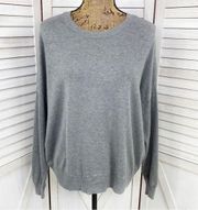 Magaschoni Round Neck Pullover Sweater Gray Large