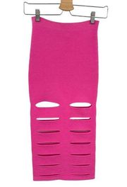 Cushnie et Ochs Pink Ribbed Knit Slash Slit Bandage Skirt Size XS