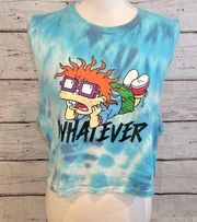 NICKELODEON Tank Top Rugrats Chuckie Finster Cropped "Whatever" Tie Dye-Medium