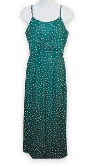 Sandy & Sid Polka Dot Jumpsuit Spaghetti Strap Green White M