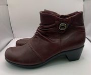 Earth Origins Mallory Leather Booties 8.5M ankle heel burgundy