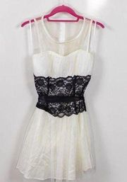 DEB White and Black Lace Homecoming Dress