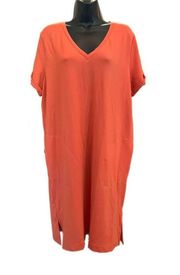 GARNET HILL Salmon Colored Everyday T-Shirt Dress - size Large