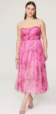 RTR 
ML Monique Lhuillier
Tulle Dress sz 16 MIDI Pink Floral Prom Formal a-line