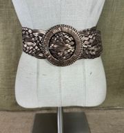 Womens Wide Bronze Metallic Woven Belt Size M-Lrg 0-40 Inches 