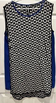 THML Womens Dress Size Large Sleeveless Black White Geometric  Shape Dress Large