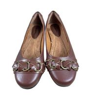 Thom Mcan Ross Brown Braided Detail Leather Slip On Flats Light Heel 7 1/2