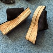 Schutz new platform cork wedge sandals slides 9.5 suede heel