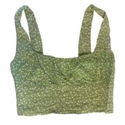 Peppermayo Ruched Bust Crop Top Green Ditsy Floral