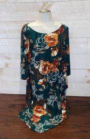 NWT Robbie Bee Green Floral Sheath Side Tie Dress