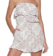 Ruffled Strapless Shorts Romper