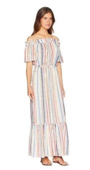 Maxi Off the Shoulder Striped Dress (Gypsy Night) - M