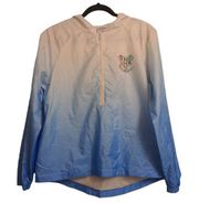 Harry Potter Womens Hogwarts Windbreaker Jacket Blue White Ombre Hooded Wizard S