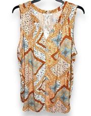 NWT Rose & Olive Plus Boho Floral Cottage Peasant Orange Sleeveless top - 2X