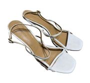 Reformation Isabelle Heeled Sandals White Strappy Size 9.5