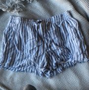 blue and white striped shorts