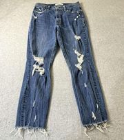 Abercrombie Fitch Womens Jeans Size 6 Mom Jean High Rise Distressed Raw Hem