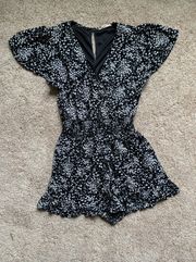 S Black And White Floral Romper