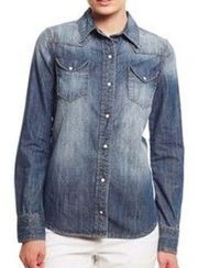 Driftwood Vintage Wash Western-Style Denim Snap Shirt Large but fits like a MED