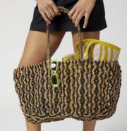 Urban Outfitters Tan & Black Straw Tote.