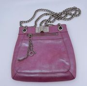 Leather Small Chain Strap Crossbody Bag Ice Pink