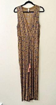 Anthropologie RAGA Womens Jumpsuit Size M Floral Viscose Boho Lagenlook