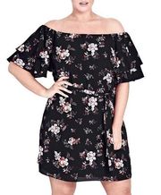 City Chic Floral Dreaming off the shoulder dress