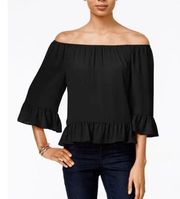 Bar III Peplum Chiffon Off the Shoulder Blouse