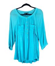 Zac & Rachel Bright Vibrant Blue Button Down Classic Blouse Women Sz L