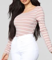 Mauve & White Stripe Long Sleeve