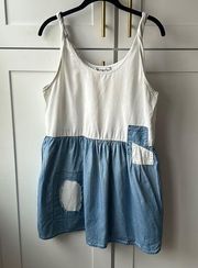 flowy chambray color block patchwork dress