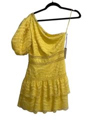 NEW NWT  Jorden Yellow One Shoulder Lace Dress