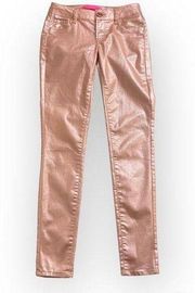 Tinseltown Denim Couture Peach Foil coat Pants Shimmer Skinny Jeans