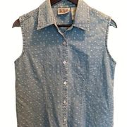 Bill Bass Jean button up sleeveless top M