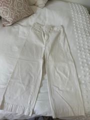 Cream Cropped Wide Leg Pants