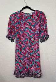 RIXO For Target Puff Sleeve Pink Mixed Floral Dress