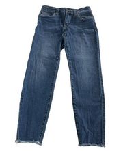 KUT from the Kloth Jeans Women 4 Blue Mid Rise Skinny Raw Hem Ankle Denim Cotton