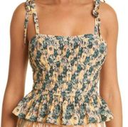 Ulla Johnson. Nora Tie Shoulder Silk Peplum Top