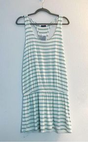 Splendid Dress Aqua Striped Drop Waist Racerback Tank Dress Sz S NWT