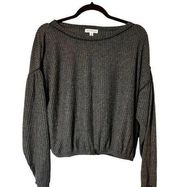 NEW Socialite Grey Ribbed Long Sleeve Casual Top Size Medium