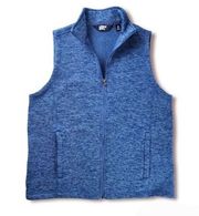 Land's End Zip-up Blue Vest Knit Sleeveless Jacket Fleece Lined Pockets Size M