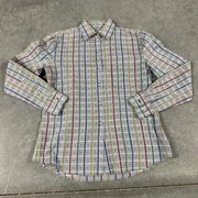 Diane Von Furstenberg Grid Long Sleeve Button Up Shirt