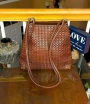 CHOCOLATE BROWN LEATHER SHOULDER BAG