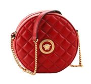 Versace Red Quilted Medusa Medallion Logo Round Leather Crossbody