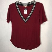 NWT varsity stripe v neck t shirt