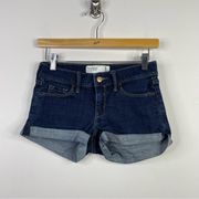Abercrombie & Fitch Abercrombie Fitch Low rise cuffed denim jean shorts dark Wash stretch women 0 25