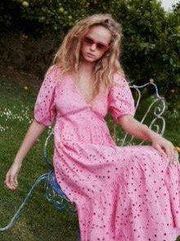 Pink Eyelet  Maxi Dress