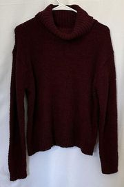 Moral Fiber Fuzzy Burgundy Turtleneck Sweater Size Large