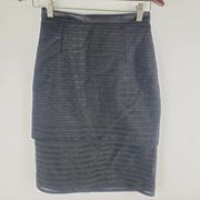 NEW Tibi Tiered Pencil Skirt Black Back 2 Way Zip Size 0